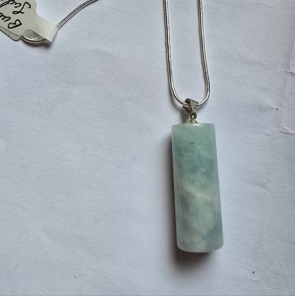 Light Blue Jadeite  Pendant Necklace - Picture 2 of 3